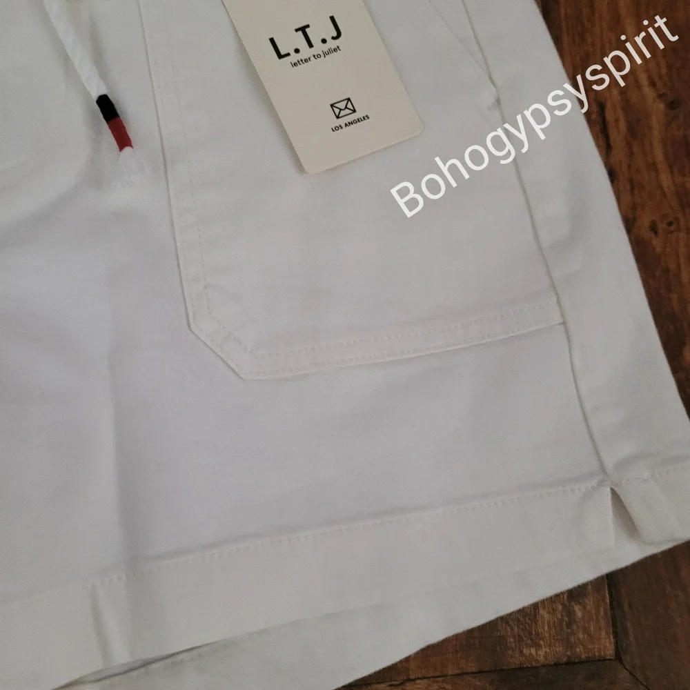 $60 L.T.J Letter to Juliet High Rise Chino Shorts, Small Off White